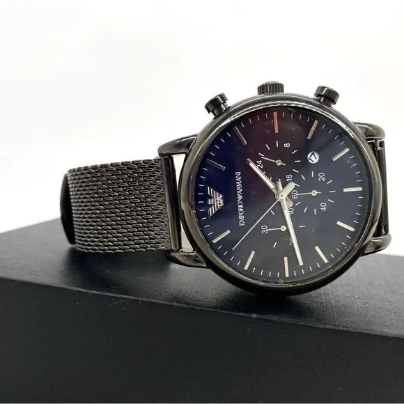 Emporio Armani Men's Chronograph Gunmetal Stainless Steel Watch AR1979 New